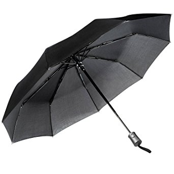 JEOutdoors Travel Umbrella Compact 10 Ribs Windproof Folding Auto Open/Close with Teflon Coating