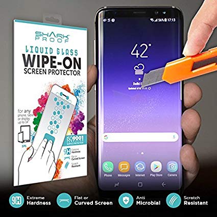 Liquid Glass Screen Protector for Samsung Galaxy s9, s9 Plus, Samsung s8, s8 Plus, Samsung s7, s7 Plus, Samsung s6, s6 Plus [Up to 14"] Thin Water Resistant, Bubble-Free, Anti-Bacterial Wipe
