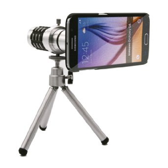 RunfloryTM S6 12X Zoom Telescope Camera Lens  Mini Tripod  Hard Back Cover Case  Pouch Bag Kits for Samsung Galaxy S6 G9200