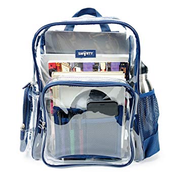 Heavy Duty Clear Bookbag Durable Plastic Transparent Clear Backpack for School Work Boy Men (Blue, Medium)
