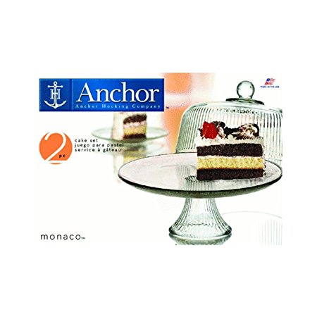Anchor Hocking Monaco Cake Set with Ribbed Dome