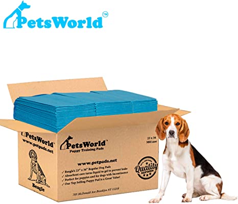 PETSWORLD Dog Training Puppy Pads 23x36, Case 100, 300, 600 & More