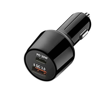AOLIEKS 48W Car Charger USB Type C PD Power Delivery and Quick Charge QC3.0 Fast Charging for Apple iPhone X 8 Samsung S8 and More Model - Black