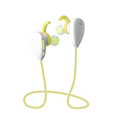WISZEN Wireless Bluetooth Headphone, Sports Headsets Bluetooth Earbuds with Built-in Microphone, Lightweight Noise Cancelling Earbuds, Perfect for Indoor/Outdoor Sport Activities (White yellow)