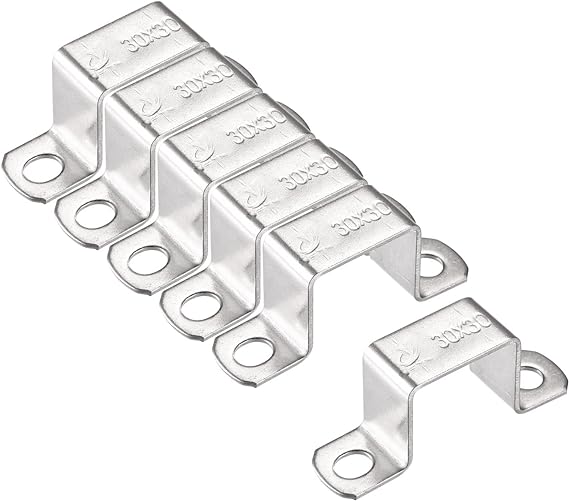 uxcell U Shaped Connector Bracket 28 x 32mm 304 Stainless Steel for Door Closed Bar Holder Strut Channel 6pcs