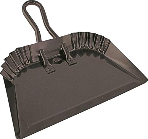 Edward Tools Black Metal Dustpan 12” - Heavy Duty Powder Coated Steel does not chip or bend - Precision edge for small item sweeping - Loop handle for comfort / hanging