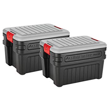 Rubbermaid ActionPacker️ 24 Gal Lockable Storage Box Pack of 2, Outdoor, Industrial, Rugged, Grey and Black