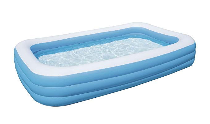 Bestway Deluxe Rectangular Inflatable Paddling Pool, Blue, 10 ft
