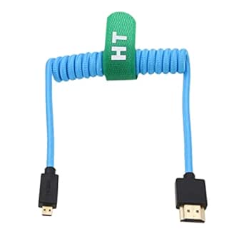 Micro HDMI to HDMI 4K 8K 60p Cable for Sony A6500 A7III A7C ZV-E10 Canon R5 R7 GH4 X-T4 Z50 ATOMOS Ninja V Feelworld Camera Monitor Type A D HDMI 2.1 Blue Braided Coiled 30cm