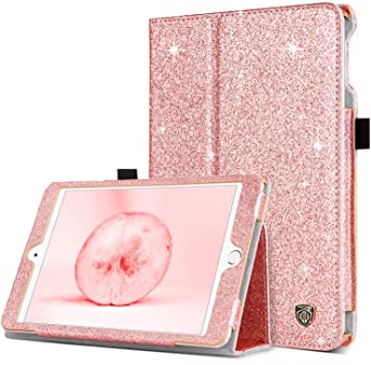 BENTOBEN Case for iPad Mini 5 2019 / iPad Mini 4 2015, Glitter Sparkly Folio Folding Stand Smart Auto Wake/Sleep Faux Leather Protective Case for Apple iPad Mini 4 / Mini 5 7.9 Inch, Rose Gold