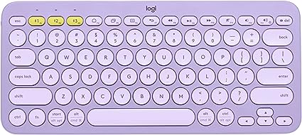 Logitech K380 Multi-Device Bluetooth Wireless Keyboard with Easy-Switch for Up to 3 Devices, Slim, 2 Year Battery-PC, Laptop, Windows, Mac, Chrome OS, Android, iPadOS, Apple TV - Lavender Lemonade