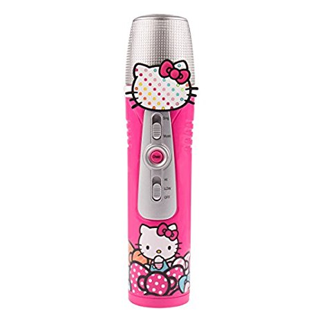 Hello Kitty Karaoke Microphone Stand with Mic - iPod / iPhone / MP3 Line In (AUX) - Flashing Lights - Pink (19909)