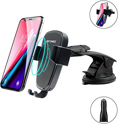 Car Wireless Charger Charging Mount for iPhone Xs Max,Xs, X, 8 Plus,10W Fast Wireless Charging for Samsung Galaxy S9 Plus,S9,Note 9/8,S8,S8 Plus,S7,S7 Edge,S6 Edge ,Note 5(Black)