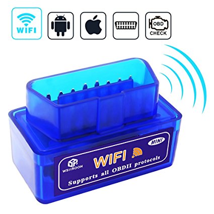 Car Wifi OBD 2, Mini OBD2 Scan Tool, Wsiiroon Mini Car OBD2 OBDII Scan Tool Auto Diagnostic Scanner Code Reader/Scan Tool Check Engine Light for IOS & Android (Blue)