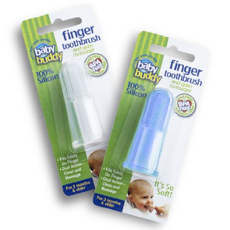 Baby Buddy Finger Toothbrush Stage 2 for Babies/Toddlers, Kids Love Them, Blue/Clear, 2 Count