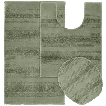 Garland Rug 3-Piece Essence Nylon Washable Bathroom Rug Set, Deep Fern