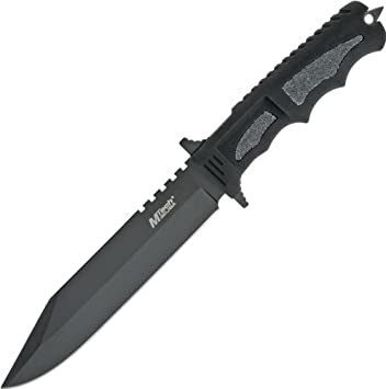 MTech USA MT-086 Series Fixed Blade Hunting Knife, Straight Edge Blade, Black Handle, 12-1/4-Inch Overall