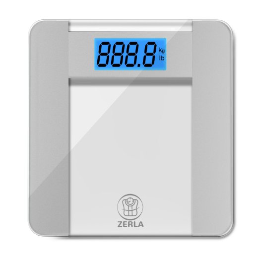 ZERLA Digital Bathroom Scale - Highly Accurate Digital Scale with Large 45quot LCD Display - 400lb Capacity and quotStep-OnquotTechnology and High Quality Tempered Glass