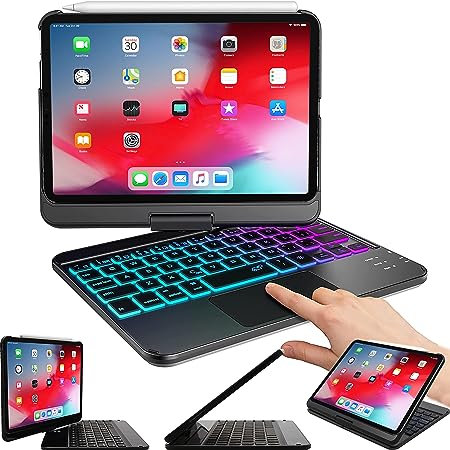 Snugg iPad Mini 6 Case with Keyboard (2021-6th Gen), Wireless Backlit Touchpad Bluetooth Case 360 Degree Rotatable iPad Mini Keyboard - Black