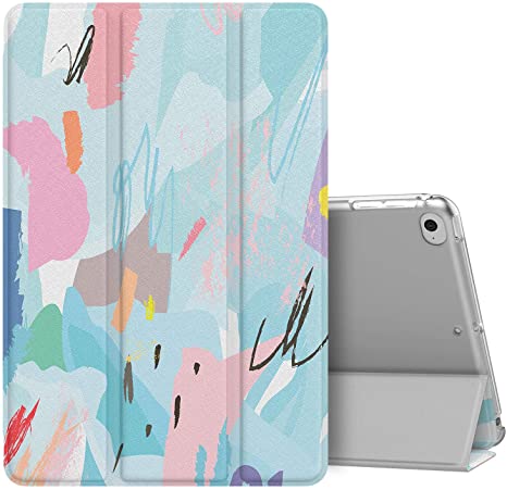 MoKo Case Fit New iPad Mini 5 2019 (5th Generation 7.9 inch), Slim Lightweight Smart Shell Stand Cover with Translucent Frosted Back Protector, with Auto Wake/Sleep - Graffiti Light Blue