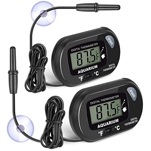 2-Pack Aquarium Thermometer, Fish Tank Thermometer, AikTryee Water Thermometer with 3.3ft Cord Fahrenheit/Celsius(℉/℃) for Vehicle Reptile Terrarium Fish Tank Refrigerator.