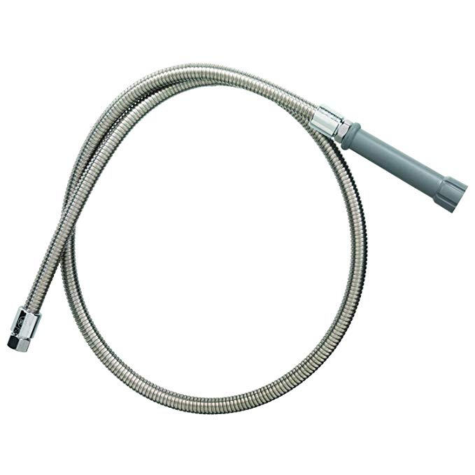 T&S Brass B-0044-H Pre-Rinse Hose, 44" Flexible Stainless Steel Hose with Heat Resistant Gray Handle