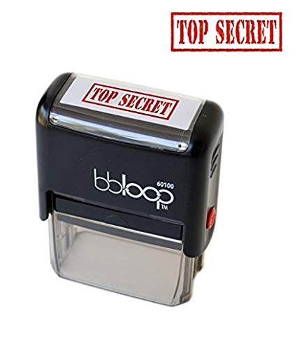 BBloop Stamp"TOP Secret" Self-Inking, Rectangular. Laser Engraved. RED