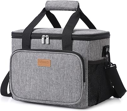 Lifewit Large Lunch Bag 12-Can Insulated Lunch Box Soft Cooler Cooling Tote for Adult Men Women, Grey