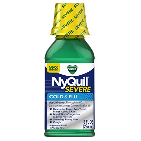 Vicks NyQuil SEVERE Cough Cold and Flu Nighttime Relief, Original Liquid, 8 Fl Oz