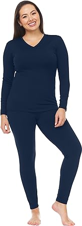 Thermajane Long Johns Thermal Underwear for Women Fleece Lined Base Layer Pajama Set Cold Weather