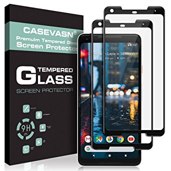 [2-PACK] CASEVASN For Google Pixel 2 XL Screen Protector [Tempered Glass] [Full Cover] [Black] with Lifetime Replacement Warranty