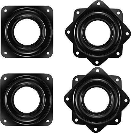 4 Pieces 3 Inch Square Lazy Susan Turntable Bearings Rotating Bearing Plate with 150 Pound Capacity, 5/16 Inch Thick (Black)