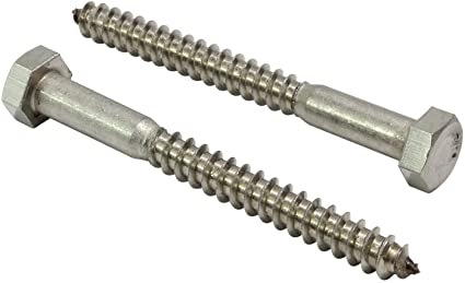 5/16" X 3" Stainless Hex Lag Bolt Screws, (25 Pack) 304 (18-8) Stainless Steel, by Bolt Dropper