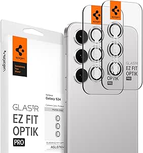 Spigen Camera Lens Screen Protector [GlasTR EZ Fit Optik Pro] Designed for Galaxy S24 [Case Friendly] - Marble Gray [2 Pack]