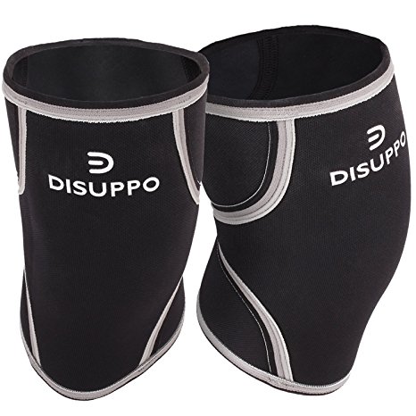 Knee Sleeves (1 pair), 7mm Thick Neoprene Compression wraps Knee Braces for Weightlifting, Cross Training, CrossFit, Powerlifting, Bodybuilding, Squats, Gym, Fit Men and Women by DISUPPO
