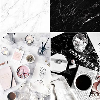 BEIYANG 2 in 1 Backdrop Marble Photography Background Paper, Double Sided Waterproof Photo Background Paper Tabletop for Flat Lay Product Photographer Vlog YouTube Video, 57 x 87cm