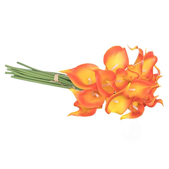 Royal Imports Calla Lily Flowers Artificial Fake Silk 18 Single Stems for Bouquets, Weddings, Valentines, Wreaths, Crafts, Faux Lilies, Orange