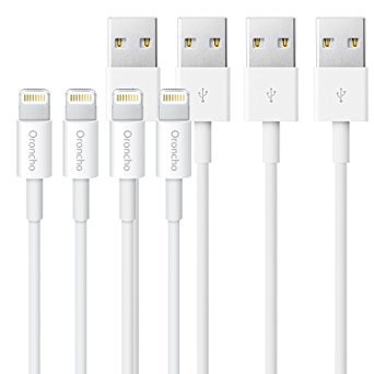 Oroncho iPhone Charger Lightning Cable - 3.3ft iPhone Cord for iPhone 7 / 7 plus / 6s / 6s plus / 6 / 6 plus / SE / 5s / 5c / 5, iPad mini, iPad Air, iPad Pro, iPod - White 4pack