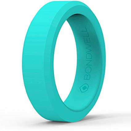 BONDWELL Silicone Wedding Ring for Women Save Your Finger & A Marriage Safe, Rubber, Durable Band for Active Athletes, Wives, Yoga, Workout, Medical - 100% Guarantee