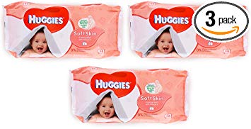 Huggies Soft Skin Baby Wipes, with Vitamin E, 56 Count (Pack of 3) Total 168 Wipes