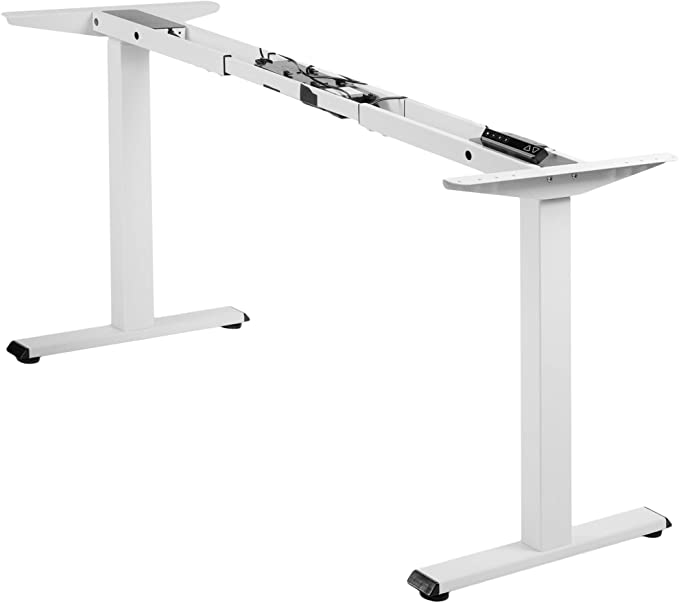 VIVO Electric Stand Up Desk Frame, DIY Workstation, Frame Only, Dual Motor Ergonomic Standing Height Adjustable Base with Memory Controller, White, DESK-E-200W