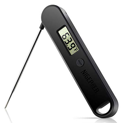 NIGEPER Meat Thermometer Cooking Thermometer Ultra Fast Digital Thermometer,Best Waterproof,Calibration and Magnet,Backlight Super Long Probe for Kitchen Cooking(BLACK-2)