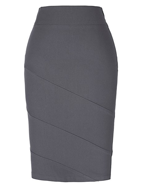 Kate Kasin Women's Stretchy Cotton Pencil Skirt Slim Fit Business Skirt