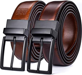 Beltox Fine Men's Dress Belt Leather Reversible 1.25" Wide Rotated Buckle Gift Box …