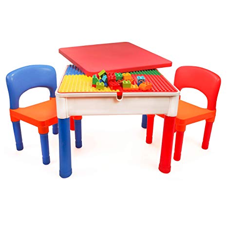 Smart Builder Toys 3 in 1 Major Brands Compatible Activity Table with Removable Cover and Large Storage Area with 2 Chairs Set (View All Photos)