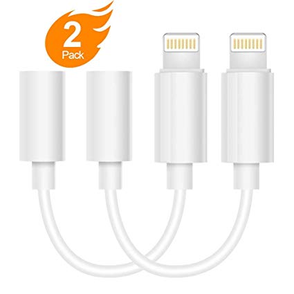 [2 Pack] iPhone Headphone Adapter, L-ghtig to 3.5mm Headphones Jack Adapter Cable Compatible with iPhone 7&8/7&8Plus iPhone X/Xs/XR/XS Max Adapter Headphone Jack and More (iOS 10/ iOS 12) Accessories