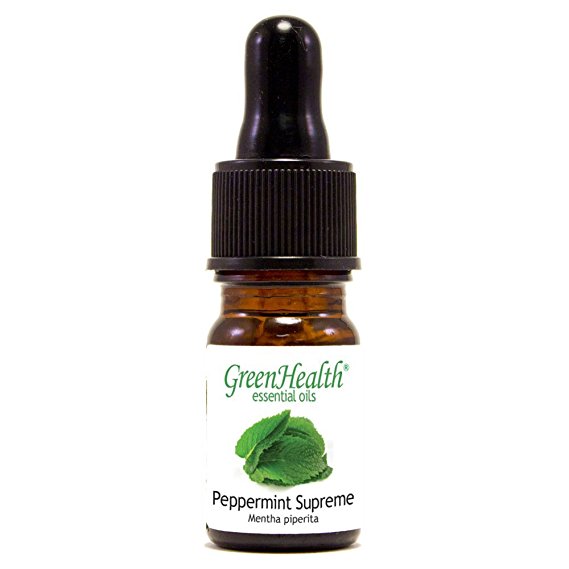 Greenhealth Peppermint (Mentha Piperita) Oil – 1/6 fl oz (5 ml) Glass Bottle w/Glass Dropper – 100% Pure Essential Oil