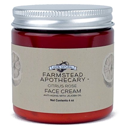 Farmstead Apothecary 100% Natural Anti-Aging Face Cream with Jojoba Oil, Citrus Rose 4 oz