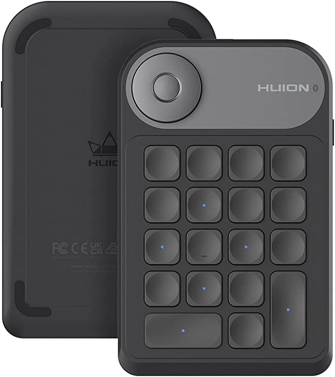 HUION Keydial Mini Bluetooth Programmable Keypad with Dial 5 Keys Anti-ghosting 18 Customized Keys, Wireless Shortcut Keyboard for Drawing Tablet, PC, MacBook, iPad, Surface Pro, Samsung Tablet