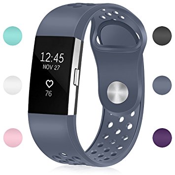 Maledan Replacement Sport Bands With Air Holes for Fitbit Charge 2